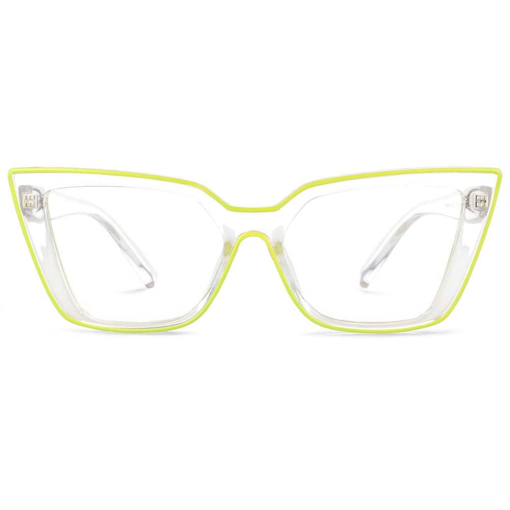 CCspace Women's Full Rim Square Flat Top Cat Eye Acetate Alloy Eyeglasses 55338 Full Rim CCspace China Greenc2