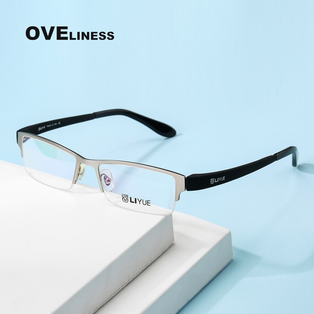 Oveliness Men's Semi Rim Square Alloy Eyeglasses 9019 Semi Rim Oveliness