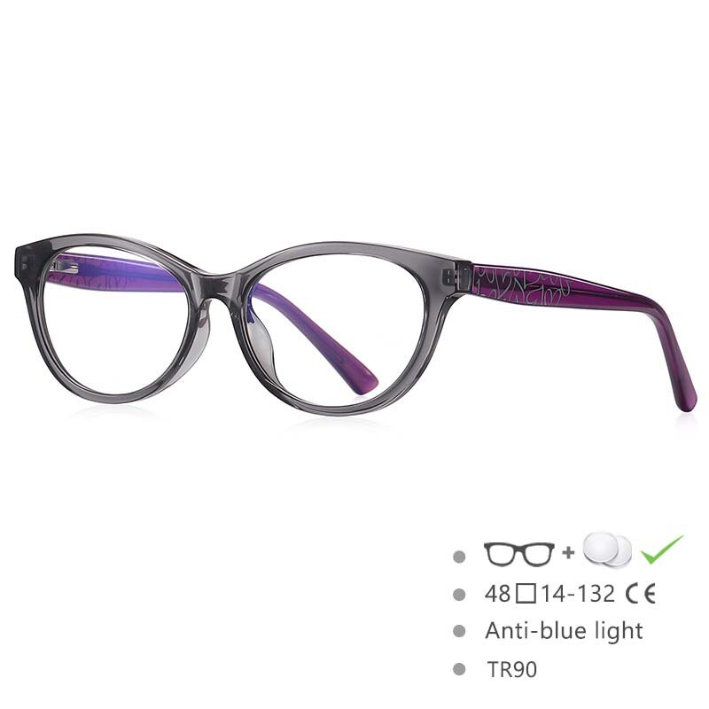 CCspace Children's Unisex Full Rim Tr 90 Cat Eye Frame Eyeglasses 54573 Full Rim CCspace Purple China