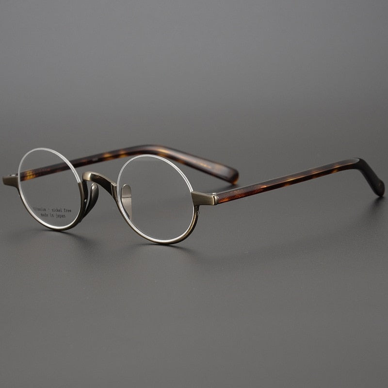 CCspace Unisex Semi Rim Round Acetate Titanium Eyeglasses 53703 Semi Rim CCspace Bronze China