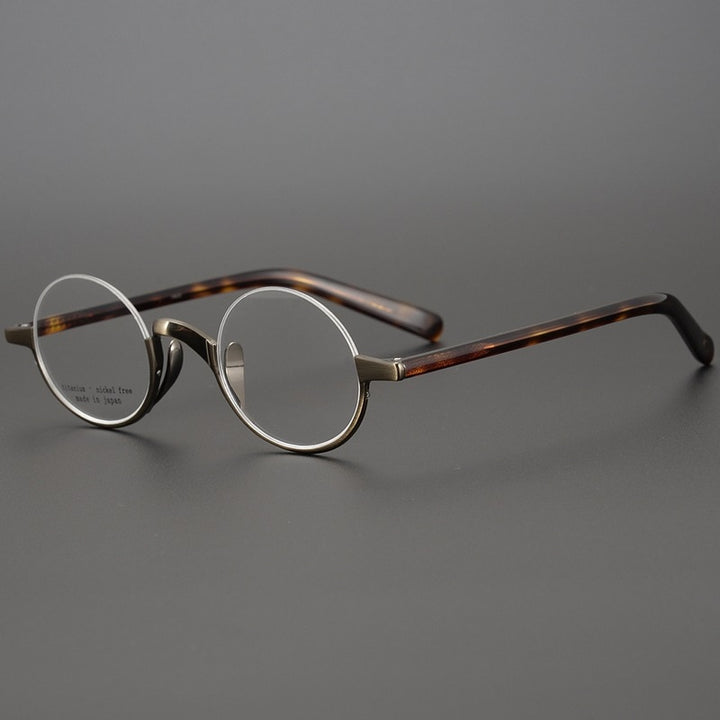 CCspace Unisex Semi Rim Round Acetate Titanium Eyeglasses 53703 Semi Rim CCspace Bronze China