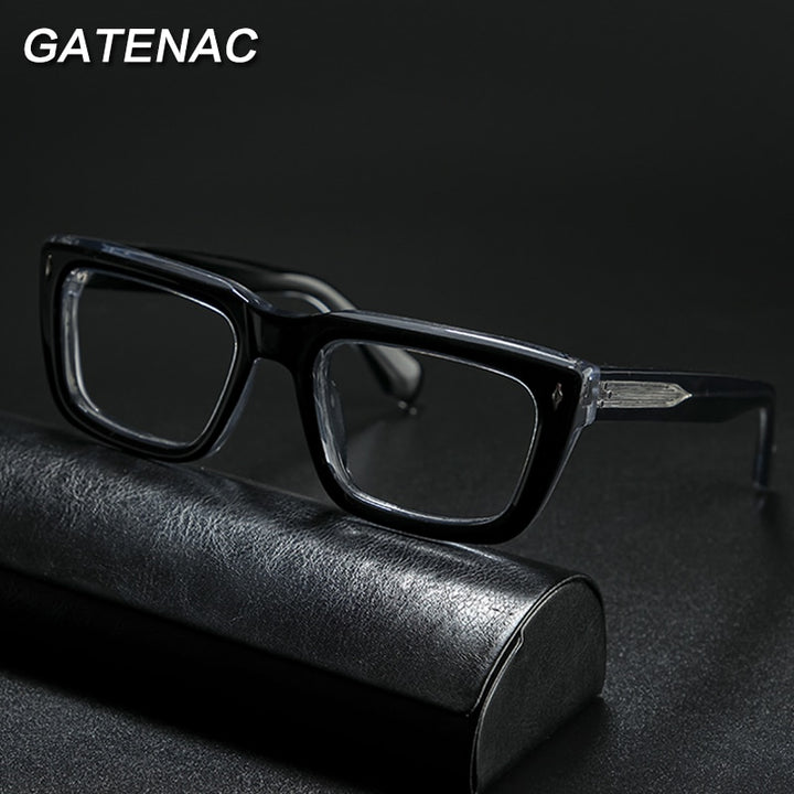 Gatenac Unisex Full Rim Square Acetate Frame Eyeglasses Gxyj776 Full Rim Gatenac