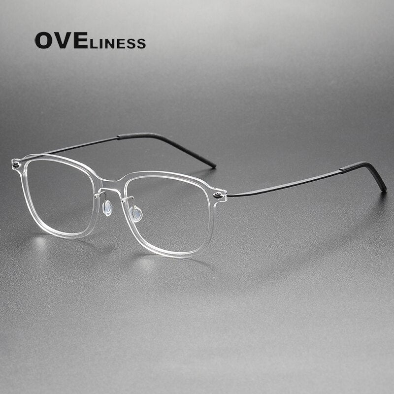 Oveliness Unisex Full Rim Square Acetate Titanium Eyeglasses 6510 Full Rim Oveliness transparent