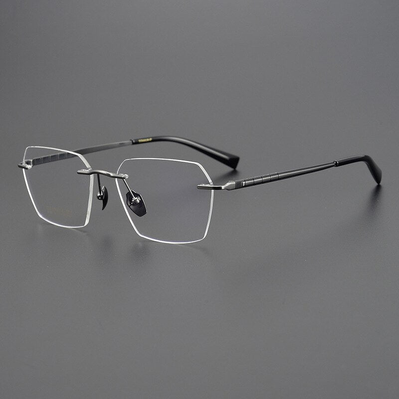 Bclear Unisex Rimless Square Titanium Eyeglasses Mys91101 Rimless Bclear Black gray