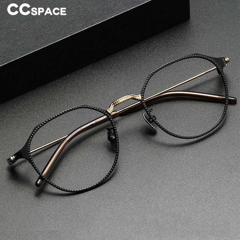 CCspace Unisex Full Rim Large Irregular Square Titanium Eyeglasses 55039 Full Rim CCspace