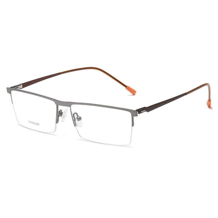 Zirosat Men's Semi Rim Square Titanium Eyeglasses P8826 Semi Rim Zirosat grey