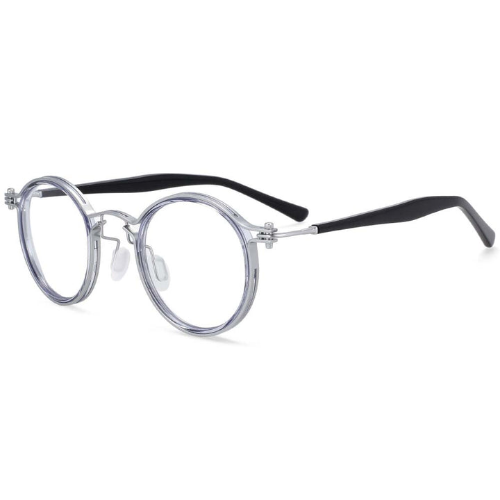 CCspace Unisex Full Rim Square Round Acetate Alloy Steampunk Frame Eyeglasses 54227 Full Rim CCspace A04 Clear