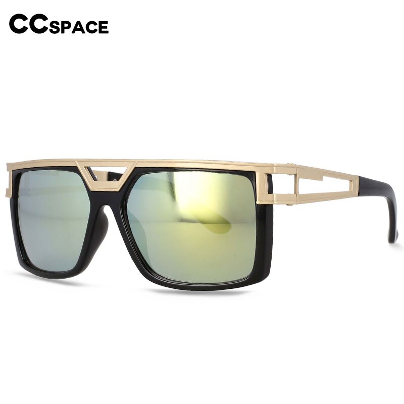 CCspace Men's Full Rim Large Rectangular Double Bridge Acetate Frame Sunglasses 54598 Sunglasses CCspace Sunglasses
