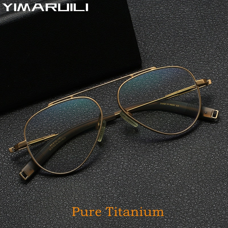 Yimaruili Unisex Full Rim Square Titanium Eyeglasses DLX102 Full Rim Yimaruili Eyeglasses