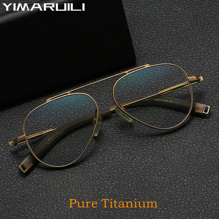 Yimaruili Unisex Full Rim Square Titanium Eyeglasses DLX102 Full Rim Yimaruili Eyeglasses
