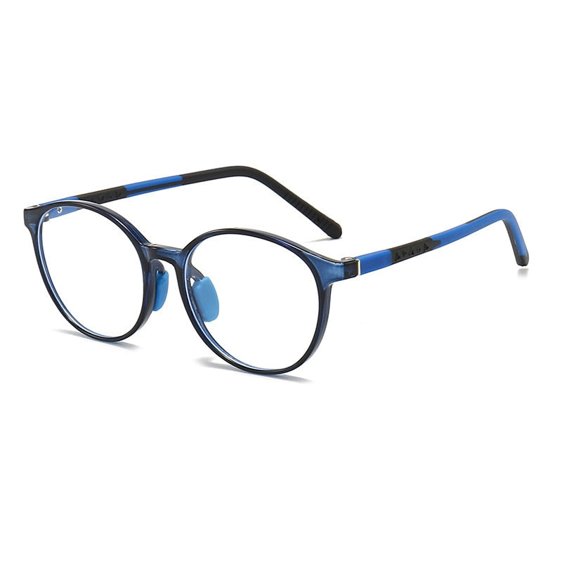 CCspace Unisex Youth Full Rim Round Silicone Eyeglasses 54672 Full Rim CCspace Blue black China