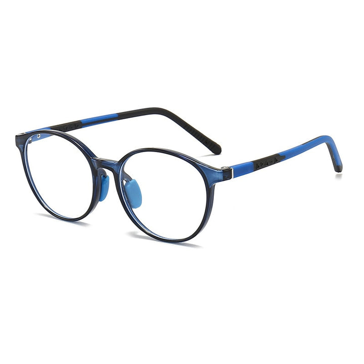 CCspace Unisex Youth Full Rim Round Silicone Eyeglasses 54672 Full Rim CCspace Blue black China