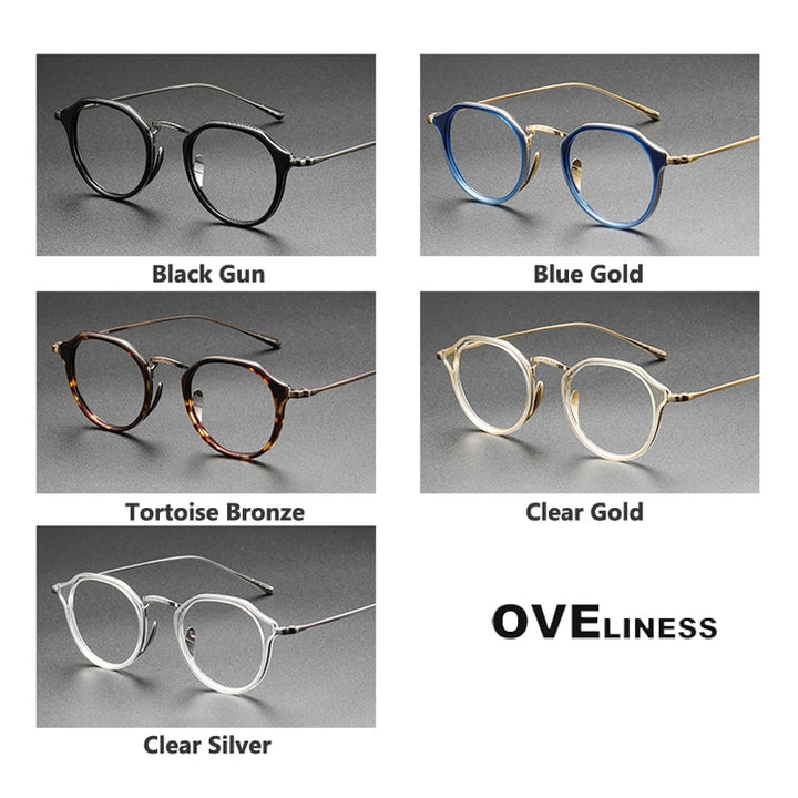 Oveliness Unisex Full Rim Oversized Square Round Acetate Titanium Eyeglasses 1113 Full Rim Oveliness