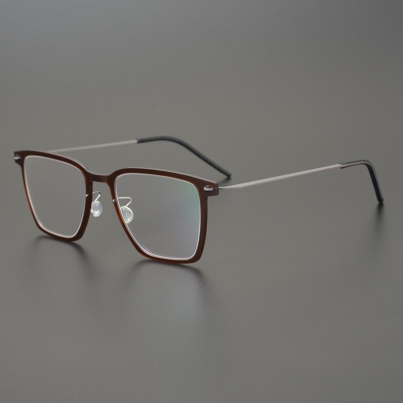 Gatenac Unisex Full Rim Square Acetate Titanium Eyeglasses Gxyj950 Full Rim Gatenac Brown