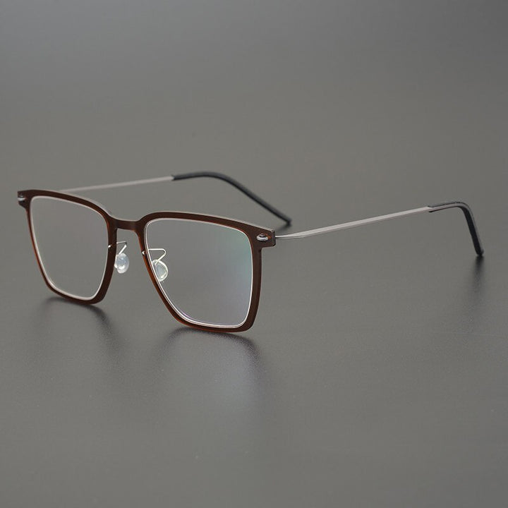 Gatenac Unisex Full Rim Square Acetate Titanium Eyeglasses Gxyj950 Full Rim Gatenac Brown