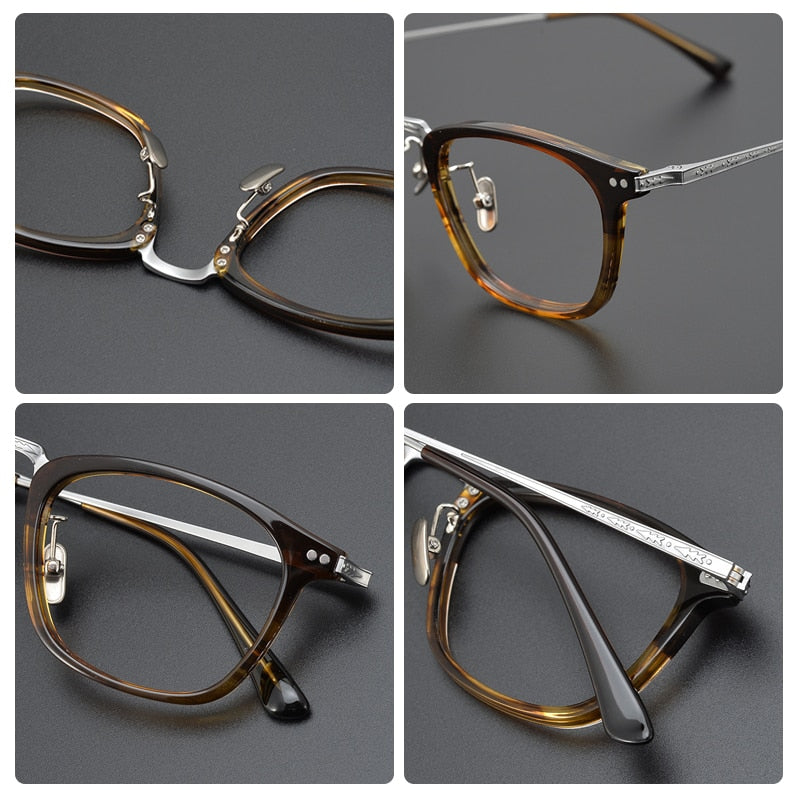Gatenac Unisex Full Rim Round Square Titanium Eyeglasses Gxyj057 Full Rim Gatenac
