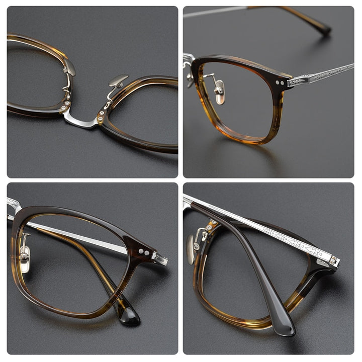 Gatenac Unisex Full Rim Round Square Titanium Eyeglasses Gxyj057 Full Rim Gatenac