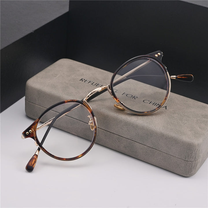 Cubojue Unisex Full Rim Small Round Acetate Alloy Presbyopic Reading Glasses 6809p Reading Glasses Cubojue