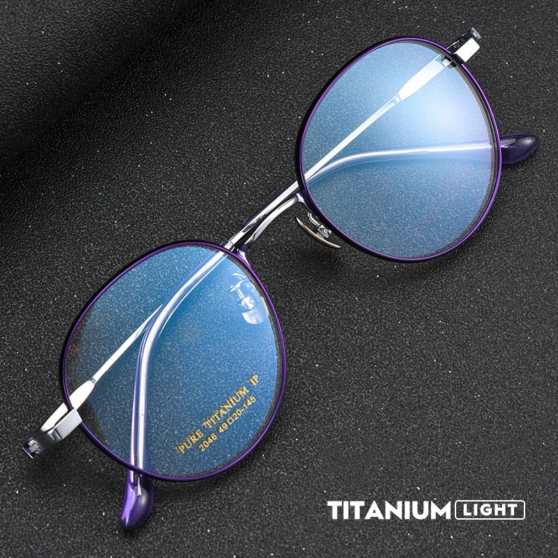 Yimaruili Unisex Full Rim Round Titanium Eyeglasses 2046TSF Full Rim Yimaruili Eyeglasses