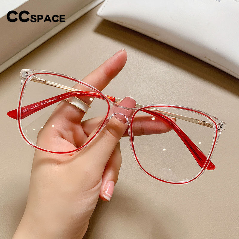 CCspace Unisex Full Rim Square Cat Eye Tr 90 Titanium Eyeglasses 55713 Full Rim CCspace