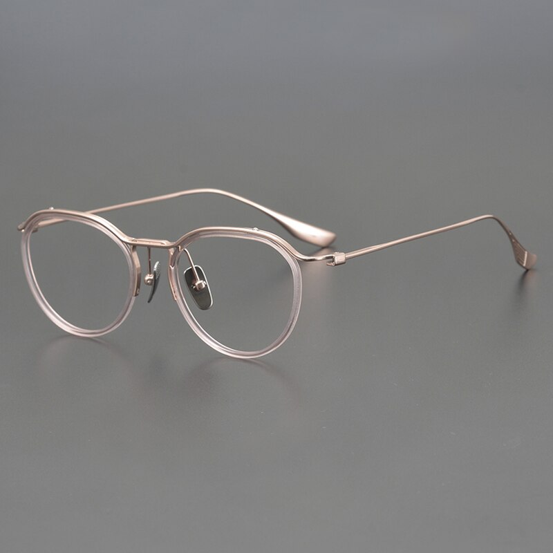 Gatenac Unisex Full Rim Round Titanium Eyeglasses Gxyj895 Full Rim Gatenac Rose Gold