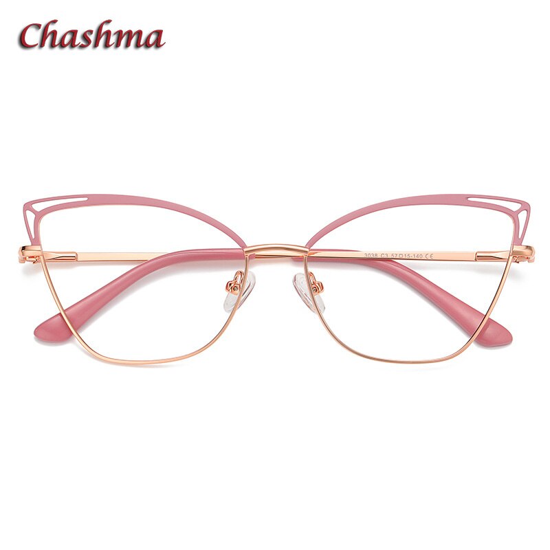 Chashma Ochki Women Full Rim Square Cat Eye Stainless Steel Eyeglasses 3038 Full Rim Chashma Ochki C3  