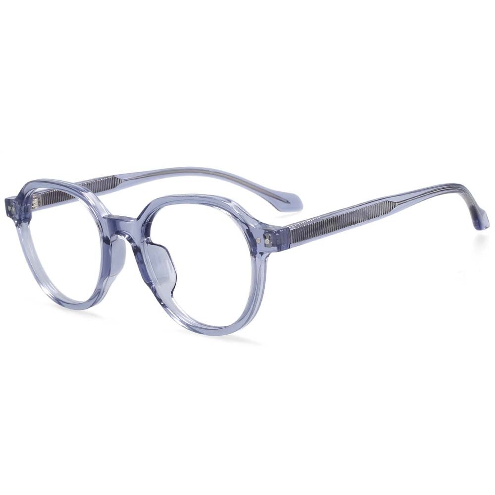 CCspace Women's Full Rim Round Acetate Titanium Frame Eyeglasses 54255 Full Rim CCspace Blue China