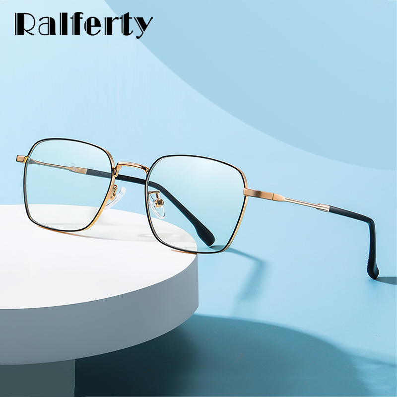 Ralferty Unisex Full Rim Irregular Square Alloy Eyeglasses D220 Full Rim Ralferty