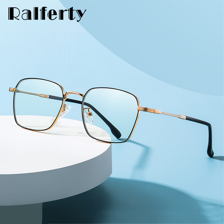 Ralferty Unisex Full Rim Irregular Square Alloy Eyeglasses D220 Full Rim Ralferty