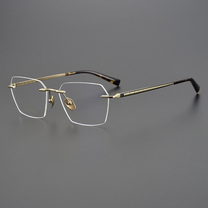 Bclear Unisex Rimless Square Titanium Eyeglasses Mys91101 Rimless Bclear Black gold