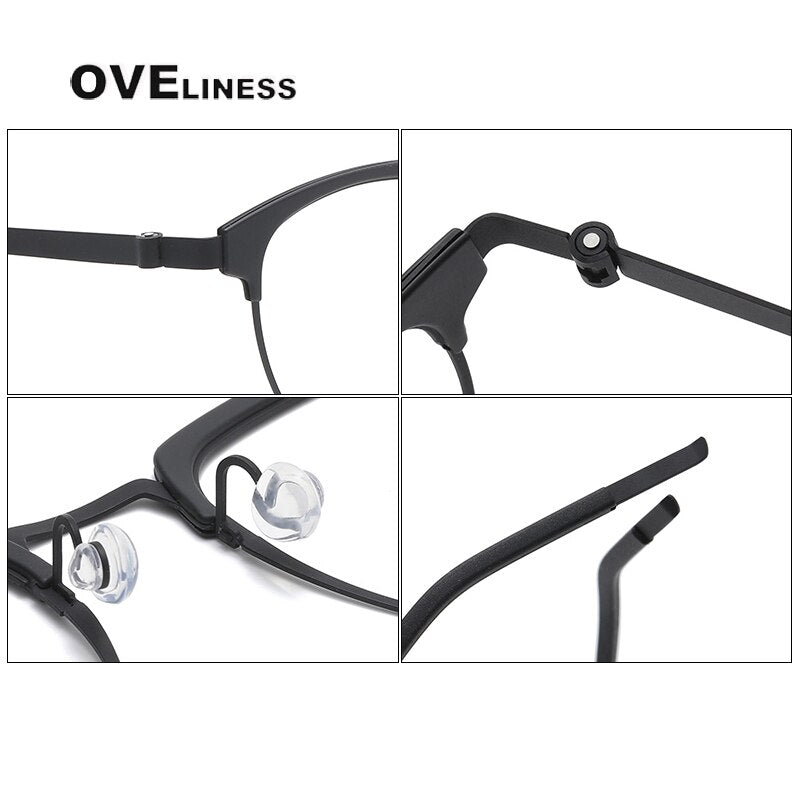 Oveliness Unisex Full Rim Square Acetate Titanium Eyeglasses 9849 Full Rim Oveliness