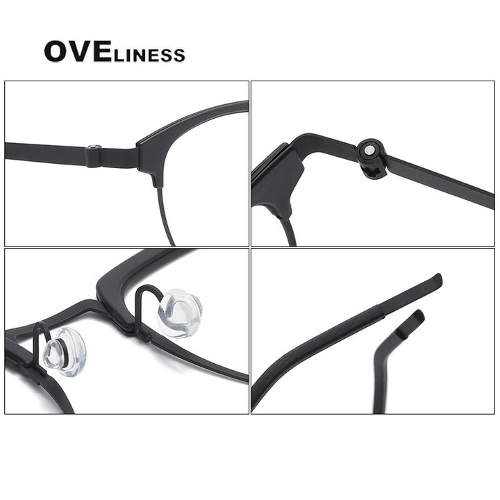Oveliness Unisex Full Rim Square Acetate Titanium Eyeglasses 9849 Full Rim Oveliness