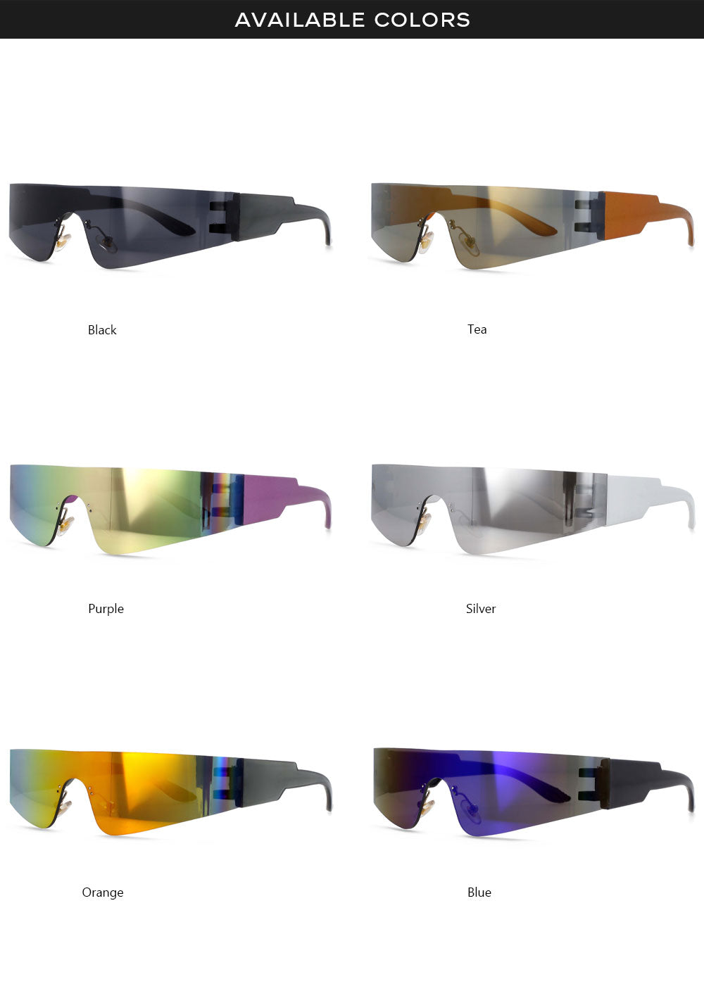 CCspace Unisex Rimless Rectangle Goggle Resin One Lens Frame Sunglasses 54474 Sunglasses CCspace Sunglasses