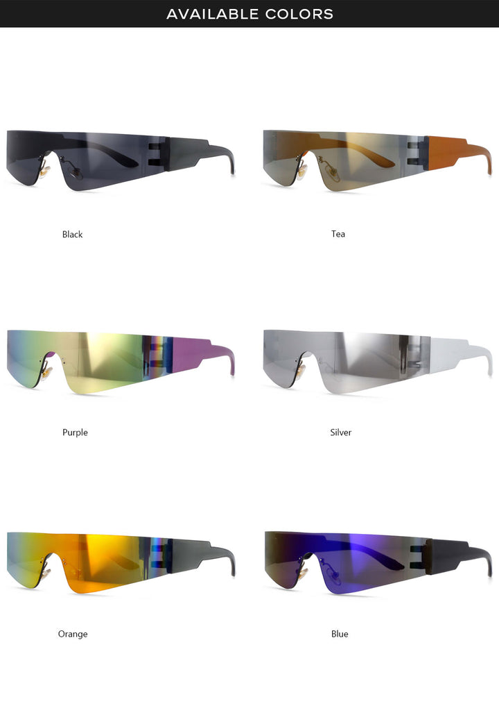 CCspace Unisex Rimless Rectangle Goggle Resin One Lens Frame Sunglasses 54474 Sunglasses CCspace Sunglasses