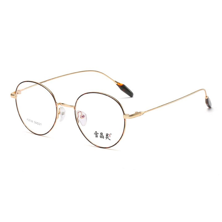 Reven Jate Unisex Full Rim Round Alloy Frame Eyeglasses X2038 Full Rim Reven Jate golden leopard