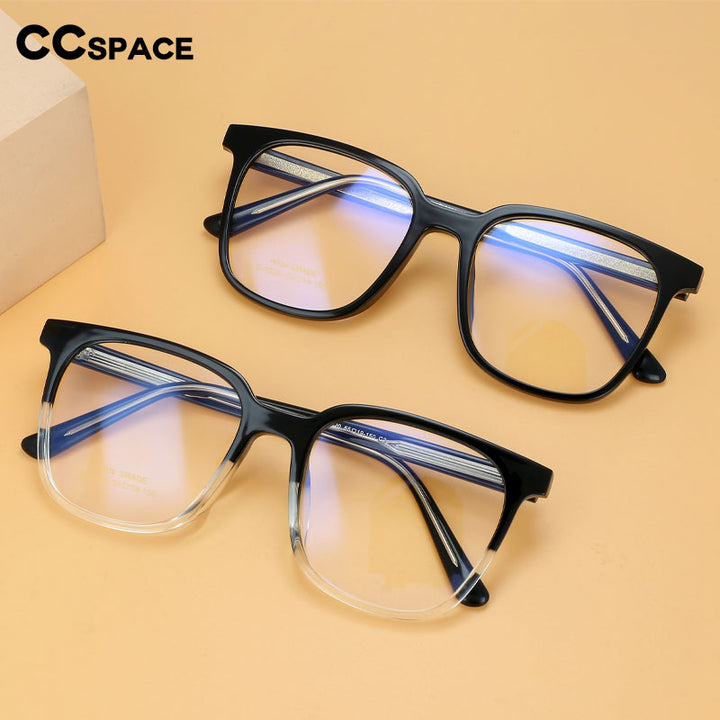 CCspace Unisex Full Rim Square Acetate Eyeglasses 55546 Full Rim CCspace