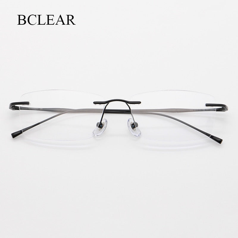 Bclear Unisex Rimless Square Titanium Frame Eyeglasses My632 Rimless Bclear