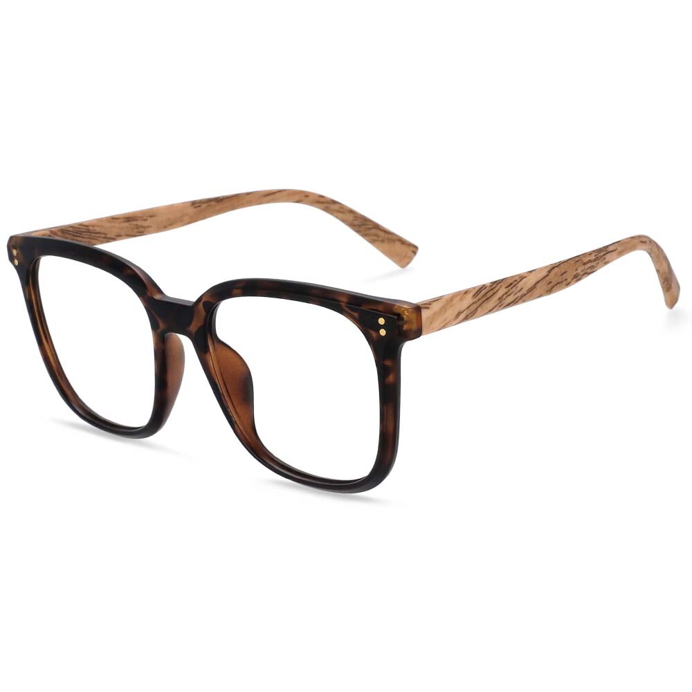CCspace Unisex Full Rim Square Tr 90 Titanium Frame Eyeglasses 54169 Full Rim CCspace Leopard