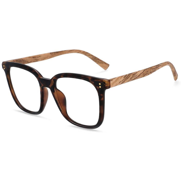 CCspace Unisex Full Rim Square Tr 90 Titanium Frame Eyeglasses 54169 Full Rim CCspace Leopard