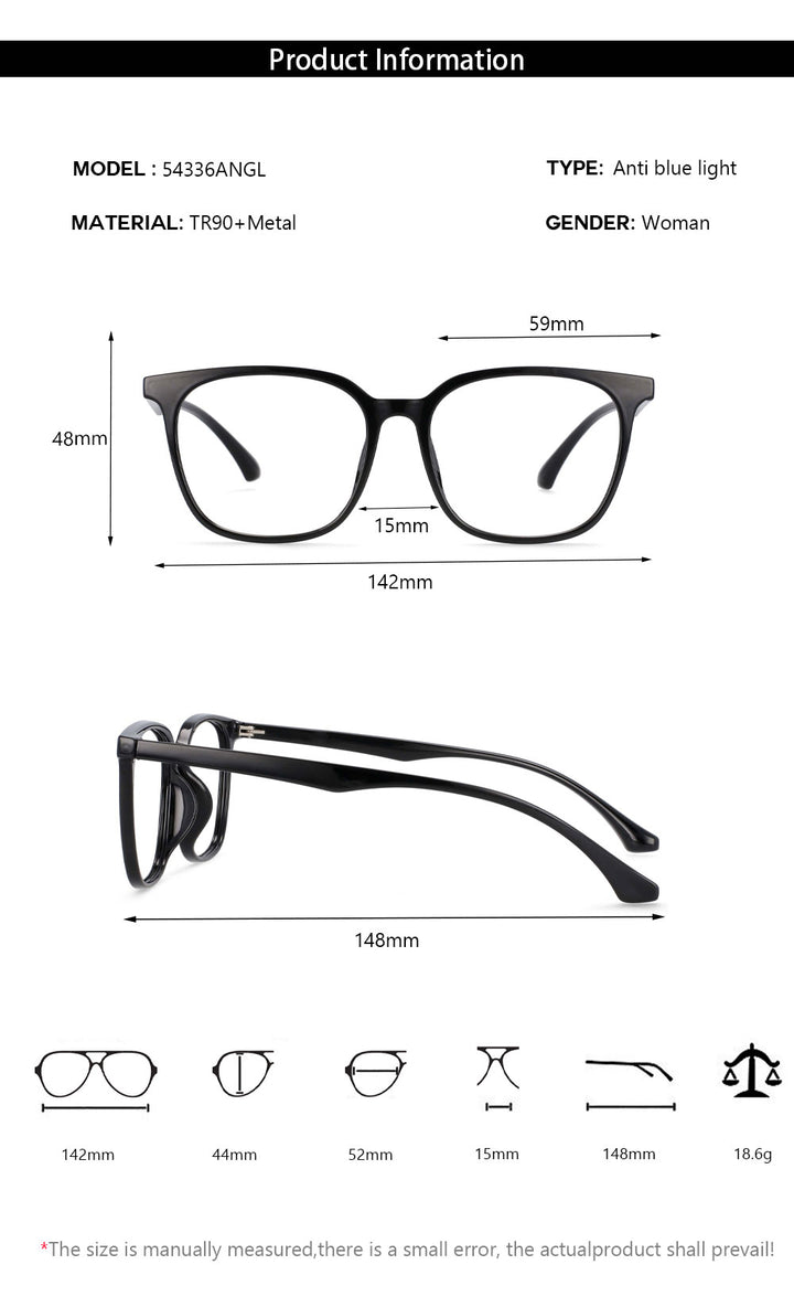 CCspace Unisex Full Rim Round Square Resin Frame Eyeglasses 54337 Full Rim CCspace