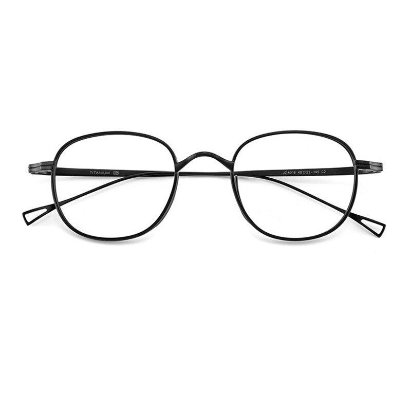 Reven Jate Unisex Full Rim Round Square Titanium Eyeglasses 8016 Full Rim Reven Jate black