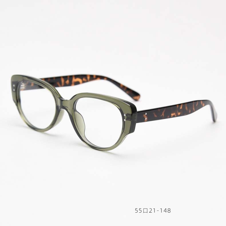 CCspace Unisex Full Rim Square Cat Eye Tr 90 Titanium Eyeglasses 54967 Full Rim CCspace GreenLeopard China