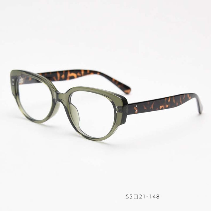 CCspace Unisex Full Rim Square Cat Eye Tr 90 Titanium Eyeglasses 54967 Full Rim CCspace GreenLeopard China
