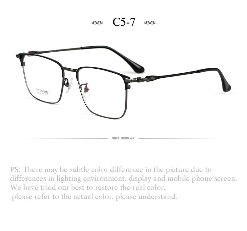 Hotochki Men's Semi Rim Square Titanium Alloy Frame Eyeglasses Bv9002 Semi Rim Hotochki