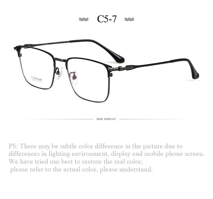 Hotochki Men's Semi Rim Square Titanium Alloy Frame Eyeglasses Bv9002 Semi Rim Hotochki
