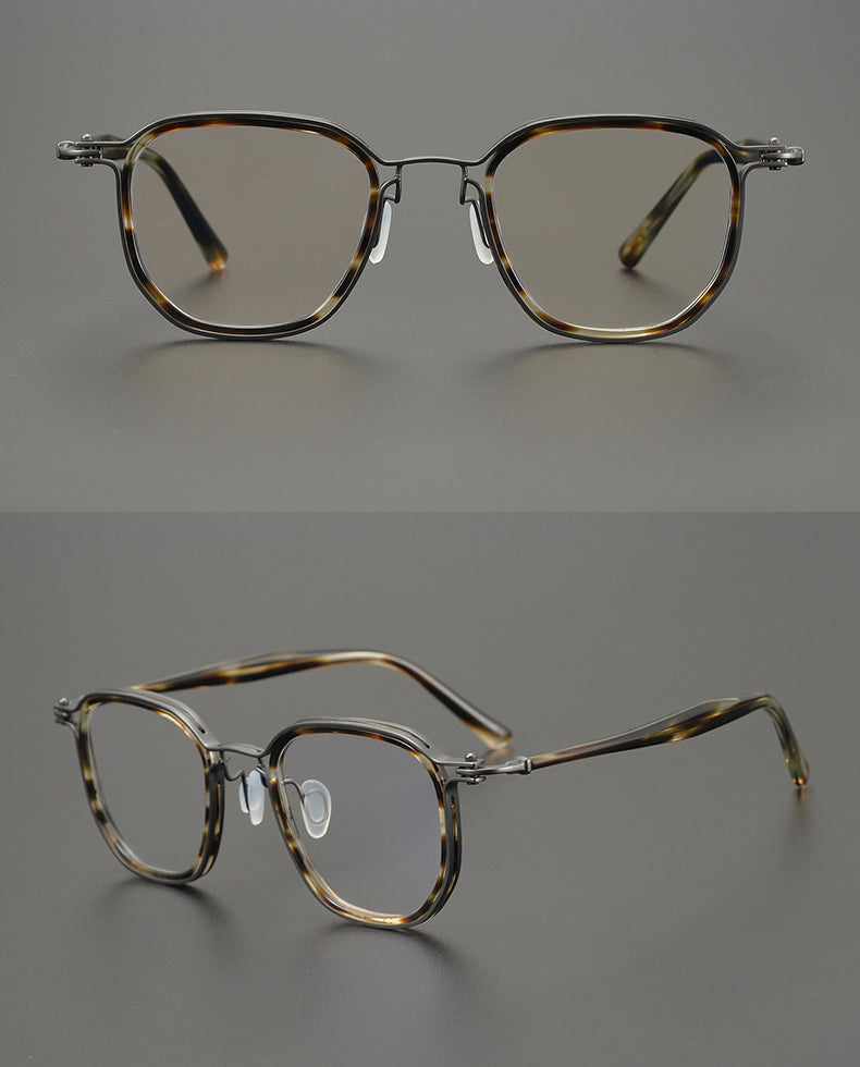 Gatenac Unisex Full Rim Square Titanium Acetate Frame Eyeglasses Gxyj815 Full Rim Gatenac