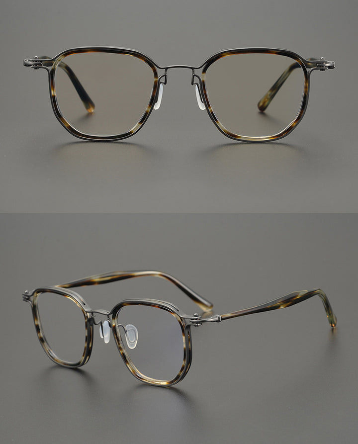 Gatenac Unisex Full Rim Square Titanium Acetate Frame Eyeglasses Gxyj815 Full Rim Gatenac