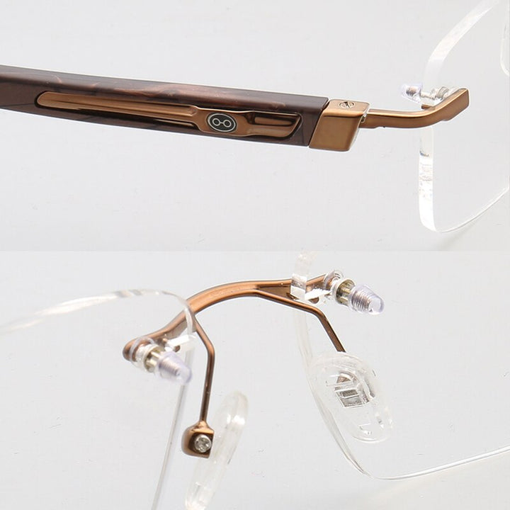 Muzz Men's Rimless Square Acetate Titanium Eyeglasses 108 Rimless Muzz