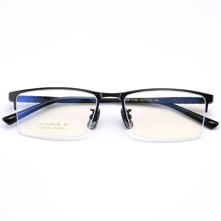 Bclear Men's Semi Rim Square Titanium Eyeglasses My91065 Semi Rim Bclear