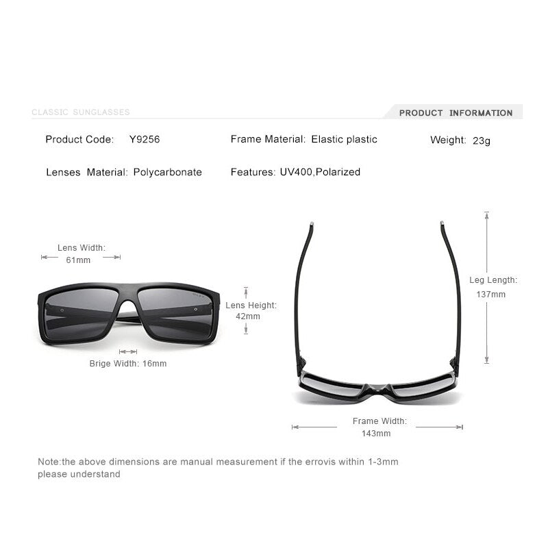 Oley Unisex Square Tr 90 Polarized Sunglasses Y9256 Sunglasses Oley